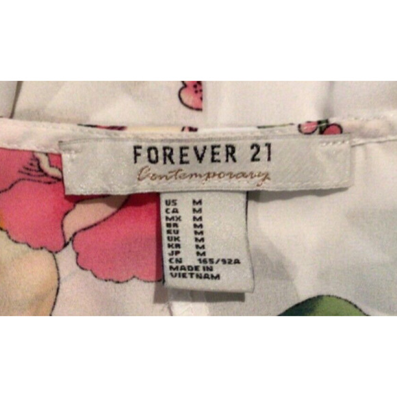 Forever 21 Womens Floral Open Shoulder Semi Sheer Pullover Top Size Medium - Picture 2 of 5